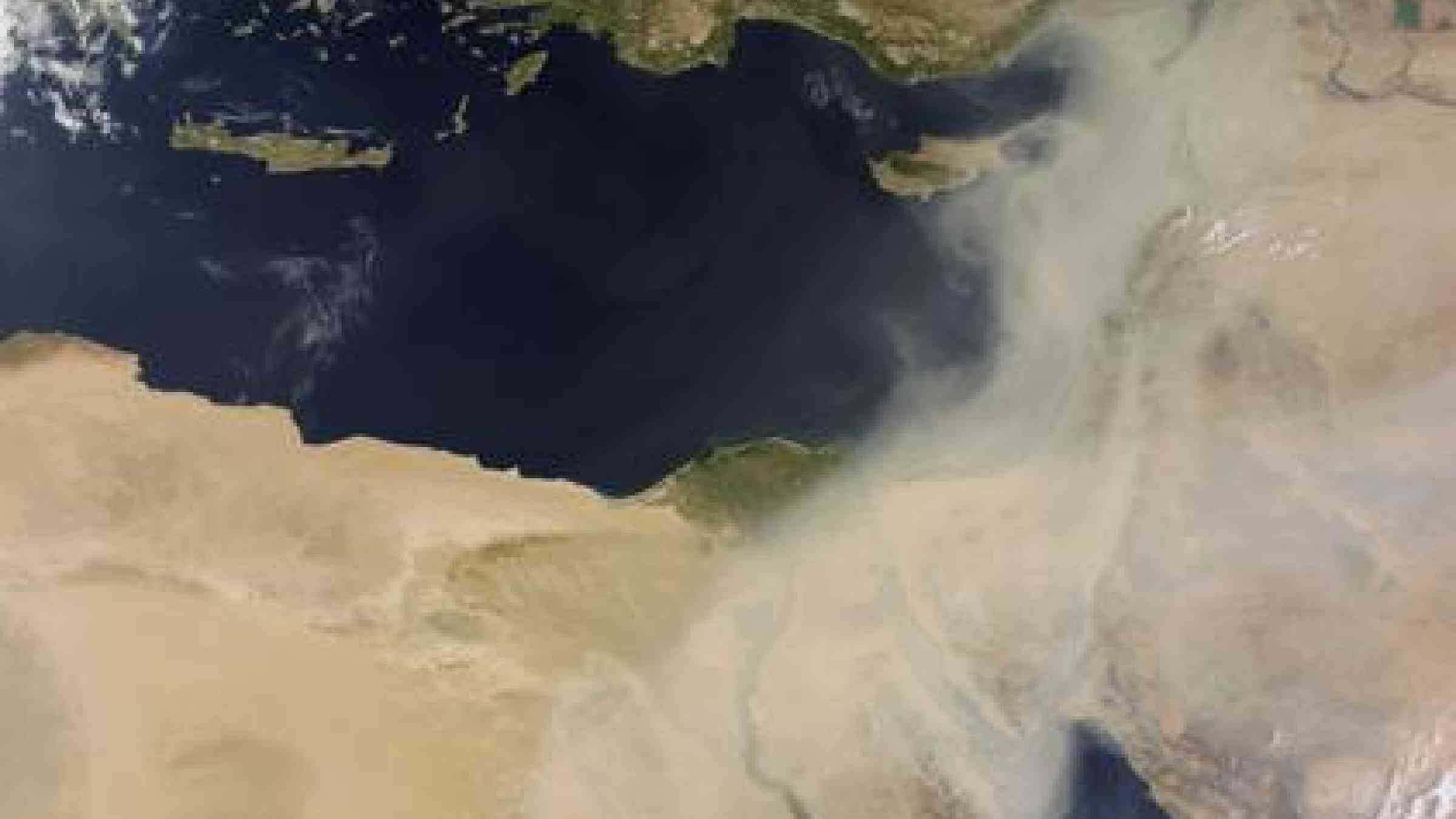 Snapshot of the sandstorm taken from NASA Earth Data