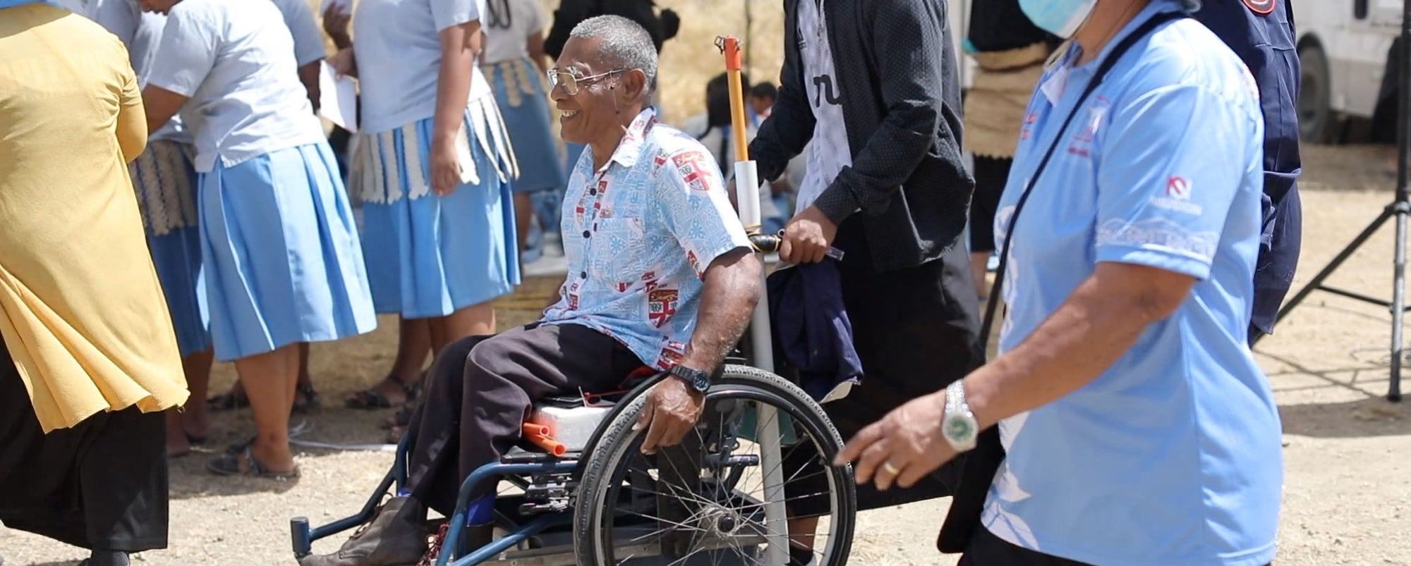 A man uses a wheel chair
