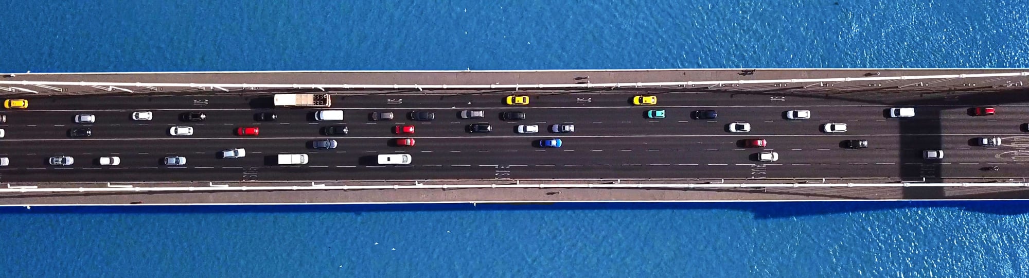 Aerial view of traffic on Elisabeth bridge, Budapest, Hungary