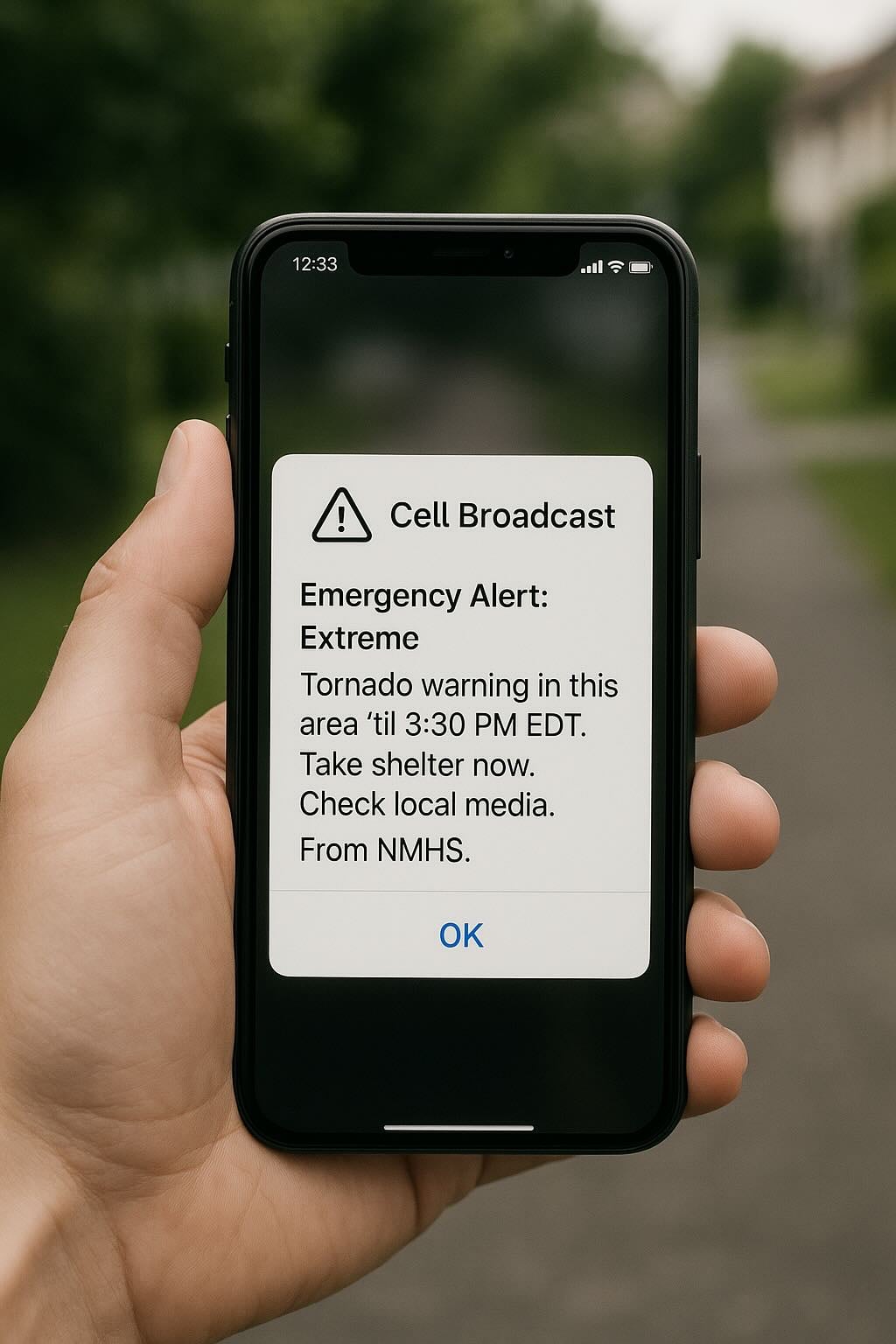 Example cell broadcast emergency alert