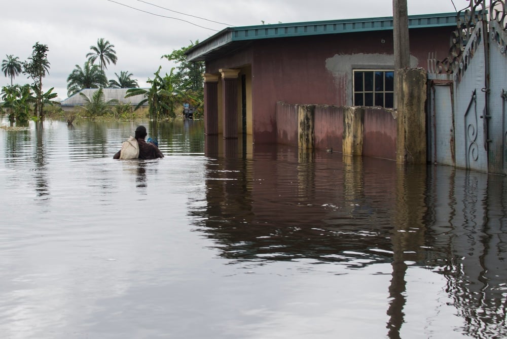Flood along the Delta Bayelsa road south-south Nigeria, West Africa