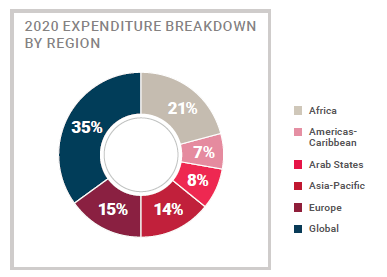 2020 Expenditure breakdown by region