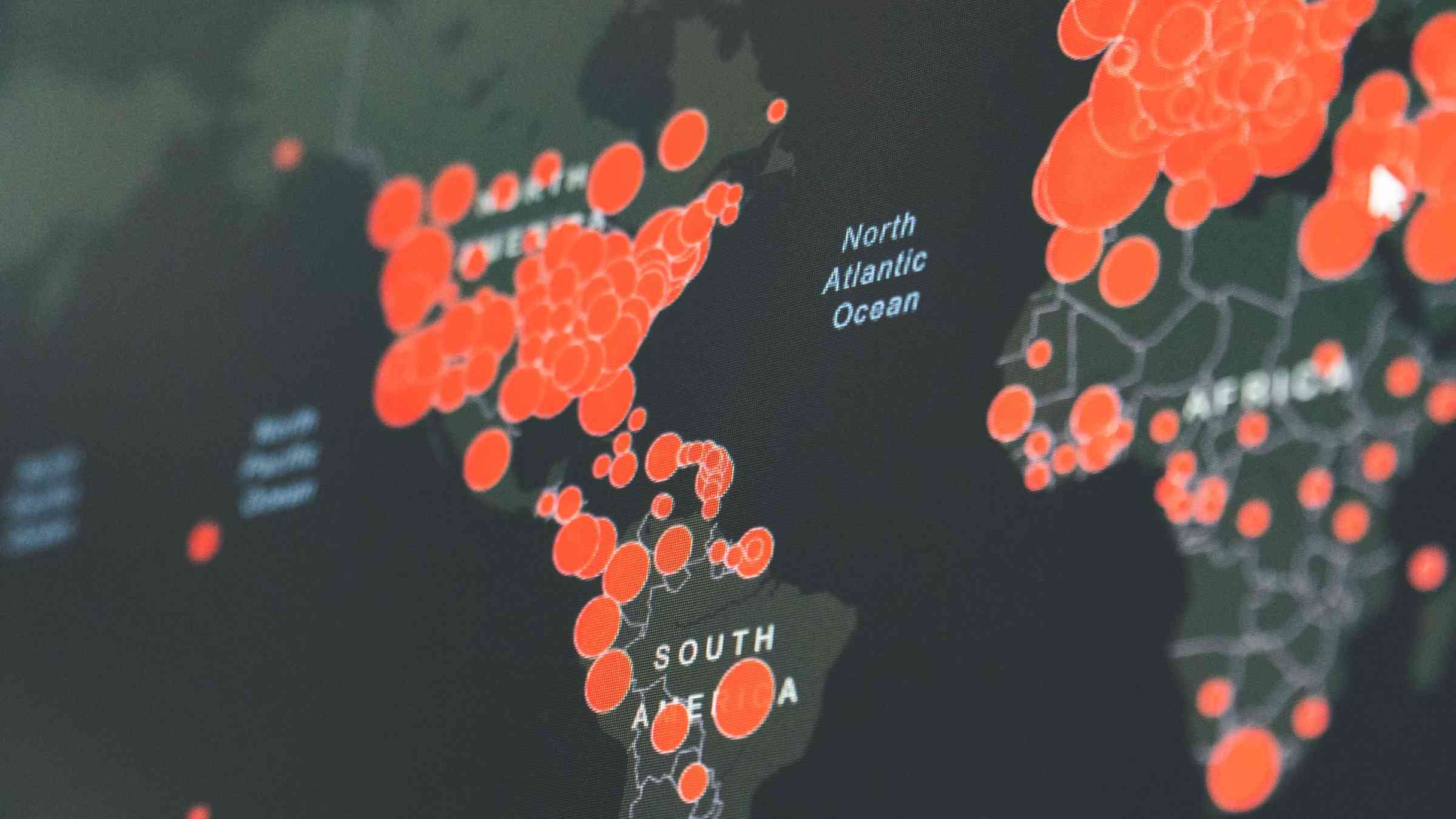 Mapa de focos de contagio en América y el Caribe