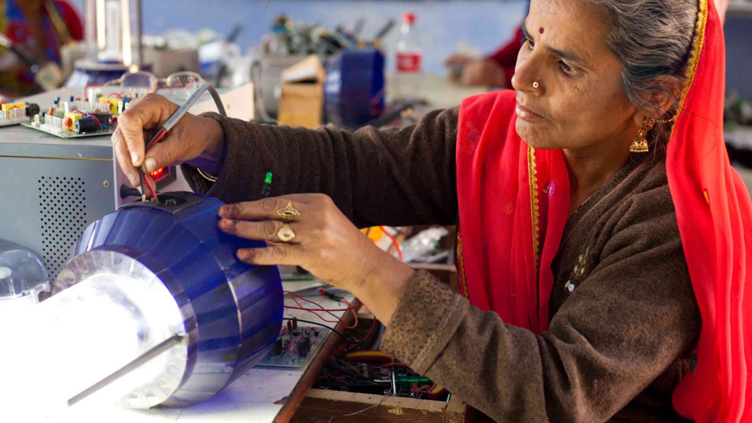 Women training for solar engineering in India