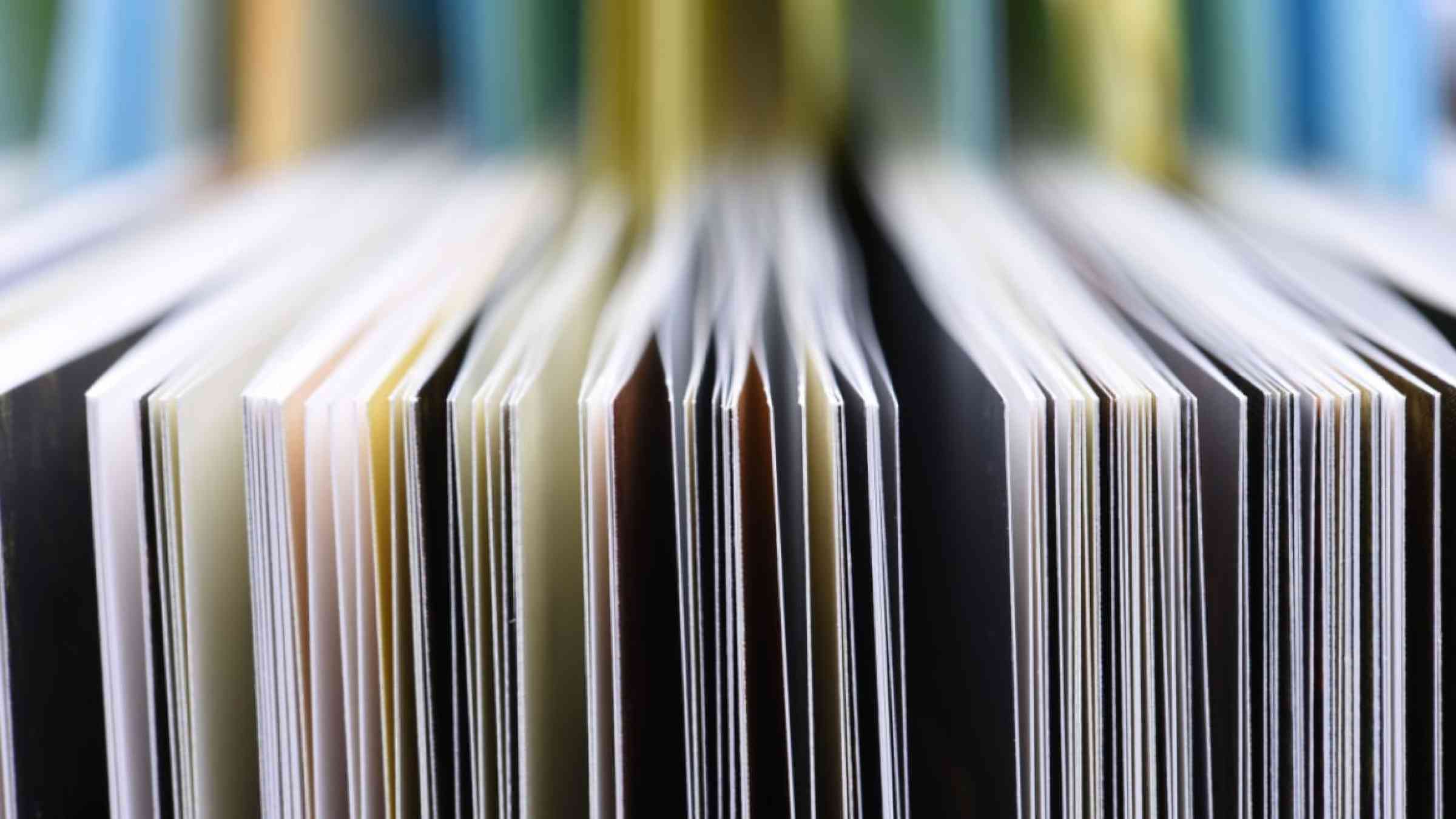 Closeup of the edge of open book pages
