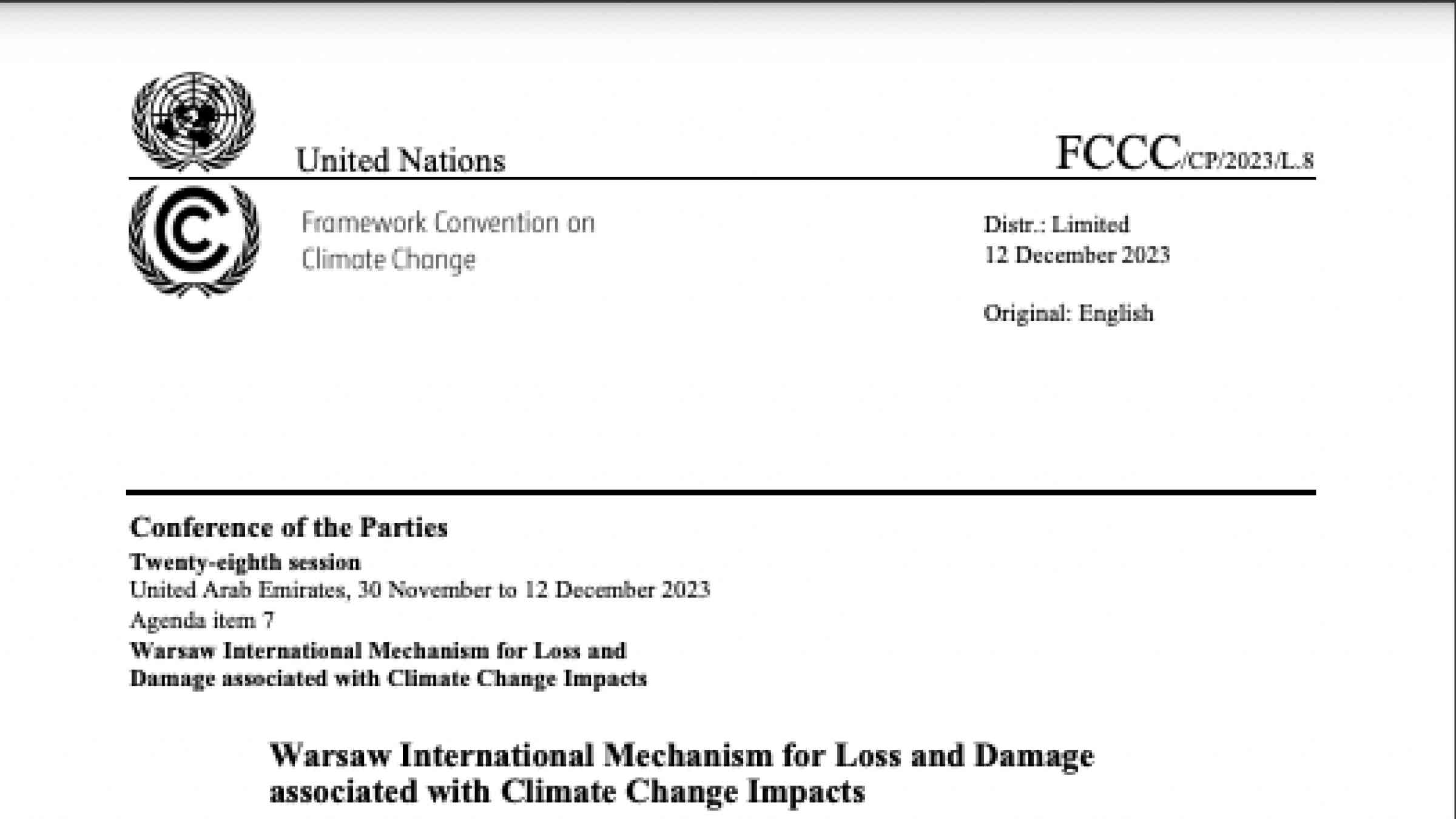 COP28 draft decison document