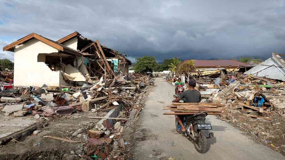Destroyed village by a natural hazard