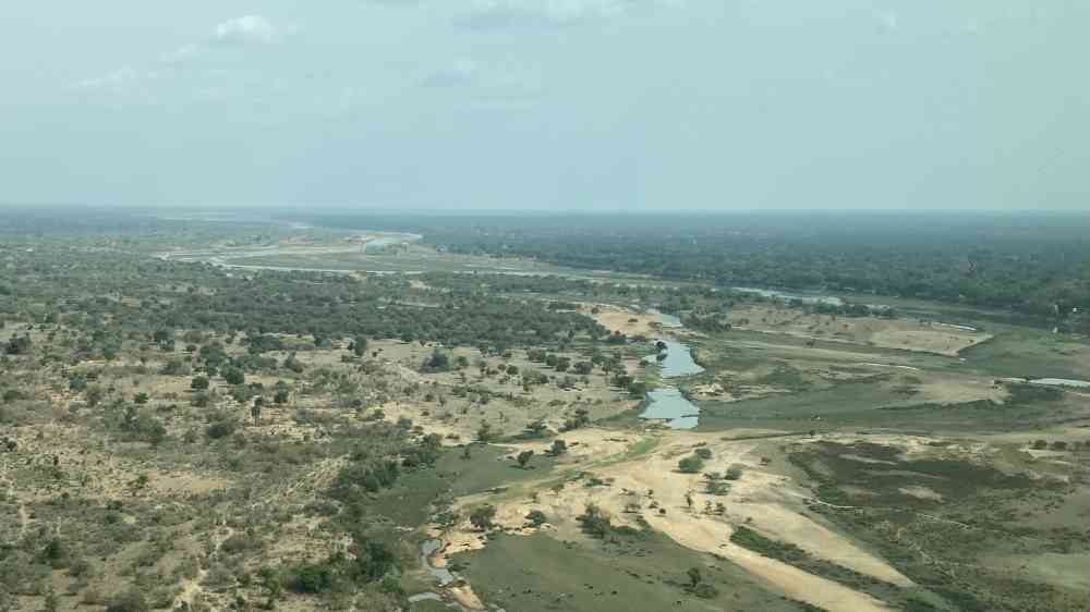 Airplane view Chari river Chad 