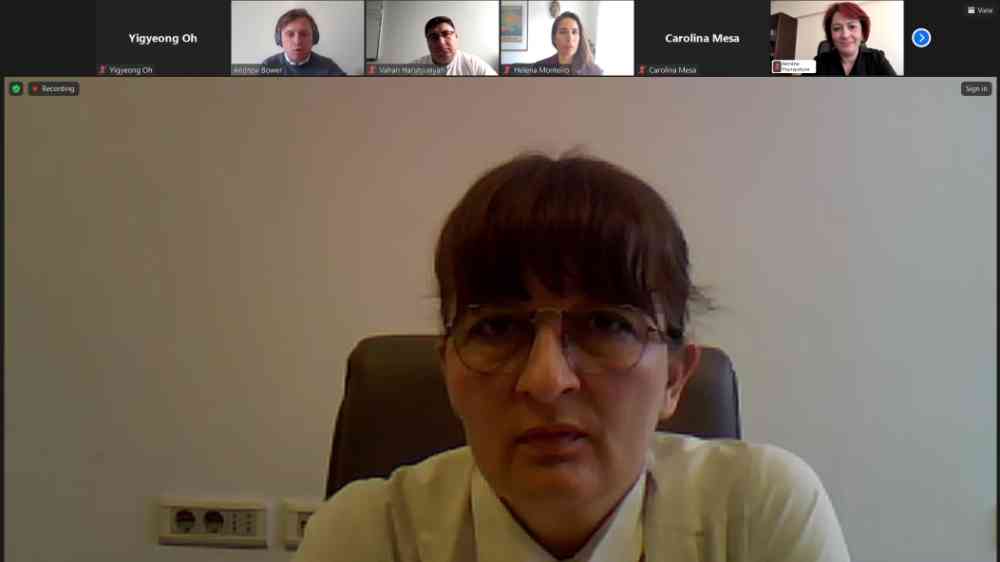 Branka Knezevic of Podgorica is speaking during the webinar