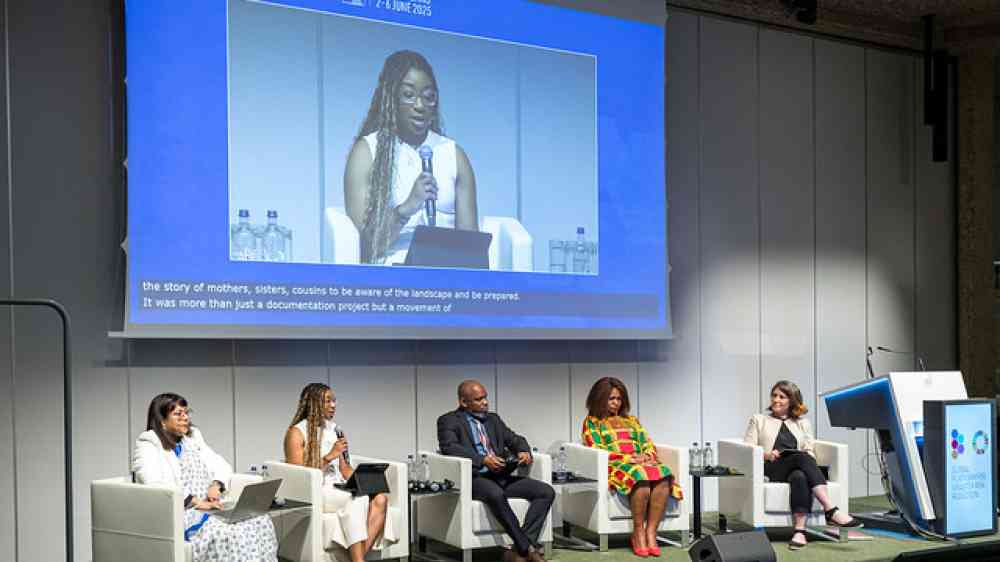 Panelists at the first dedicated thematic session on risk communication at the Global Platform for Disaster Risk Reduction