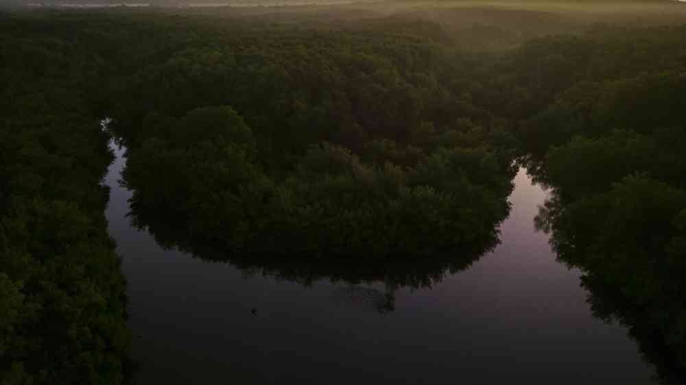 Drone photo showing the restored mangrove lagoon and sandbar at Barra de Santiago, Ahuachapán Department, El Salvador