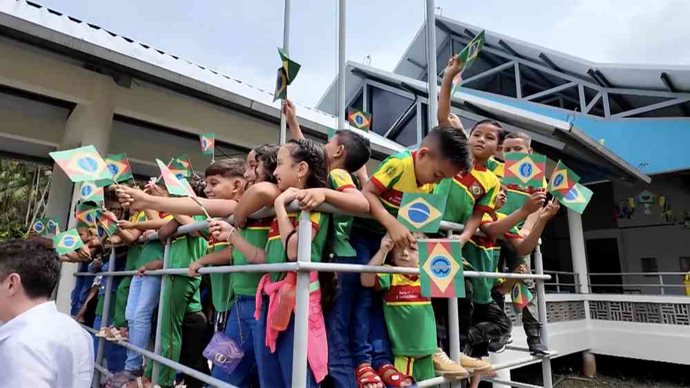 Children at a school in Barcarena, Brazil