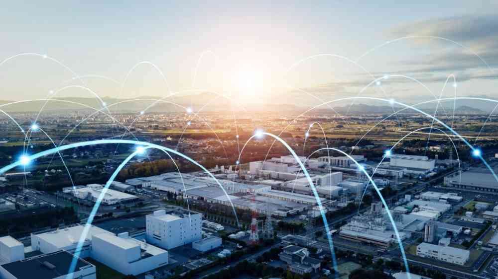 Modern factory and communication network concept