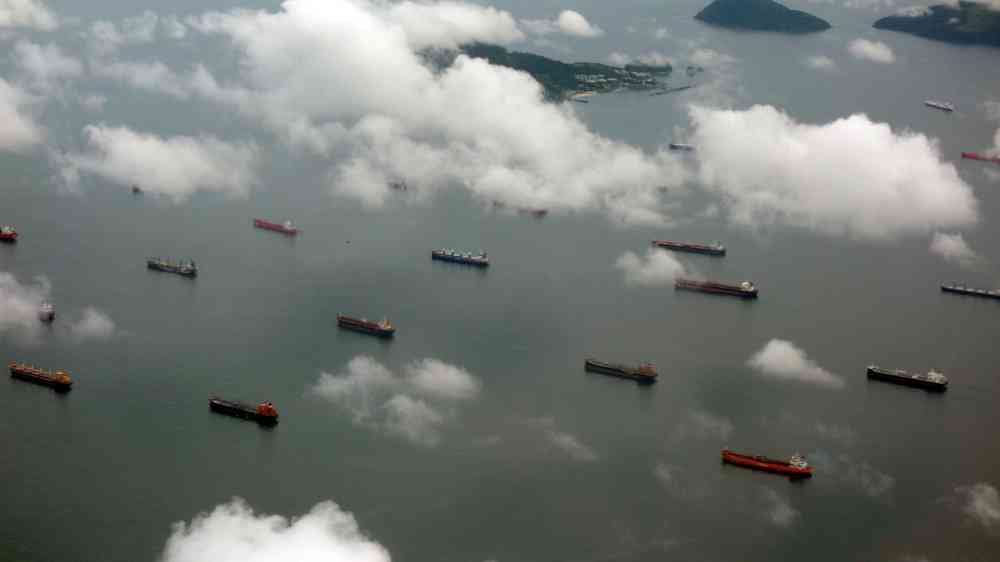 Vessels queuing to enter the Panama Canal 