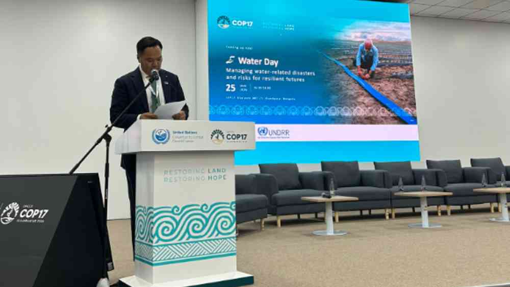 Particpant speaking at UNDRR event