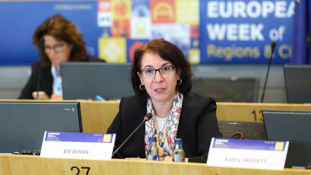 Ms. Ayhan is speaking during the session