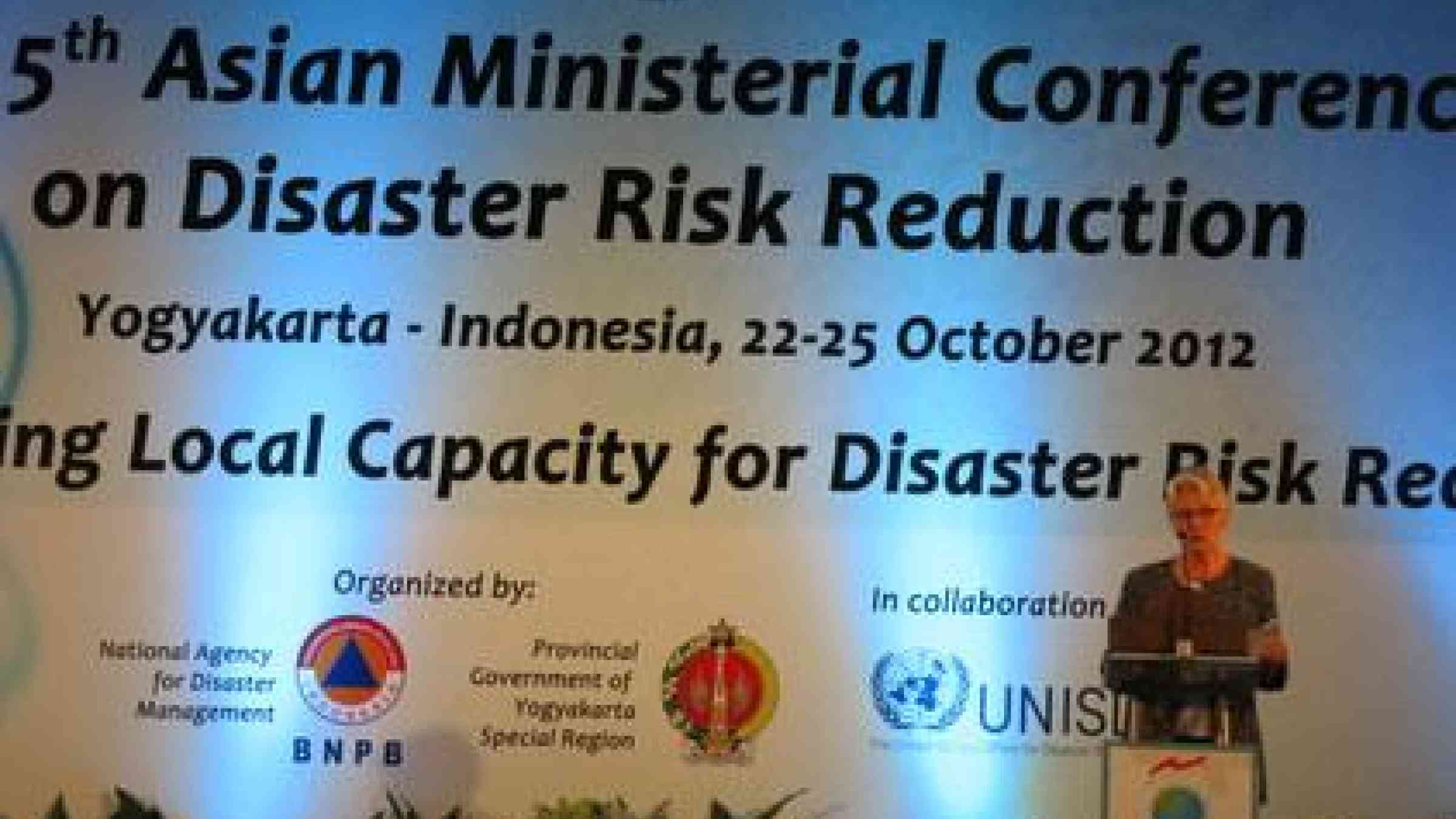 Margareta Wahlström, Special Representative of the Secretary-General for Disaster Risk Reduction, giving a closing statement at the Fifth Asian Ministerial Conference on Disaster Risk Reduction.