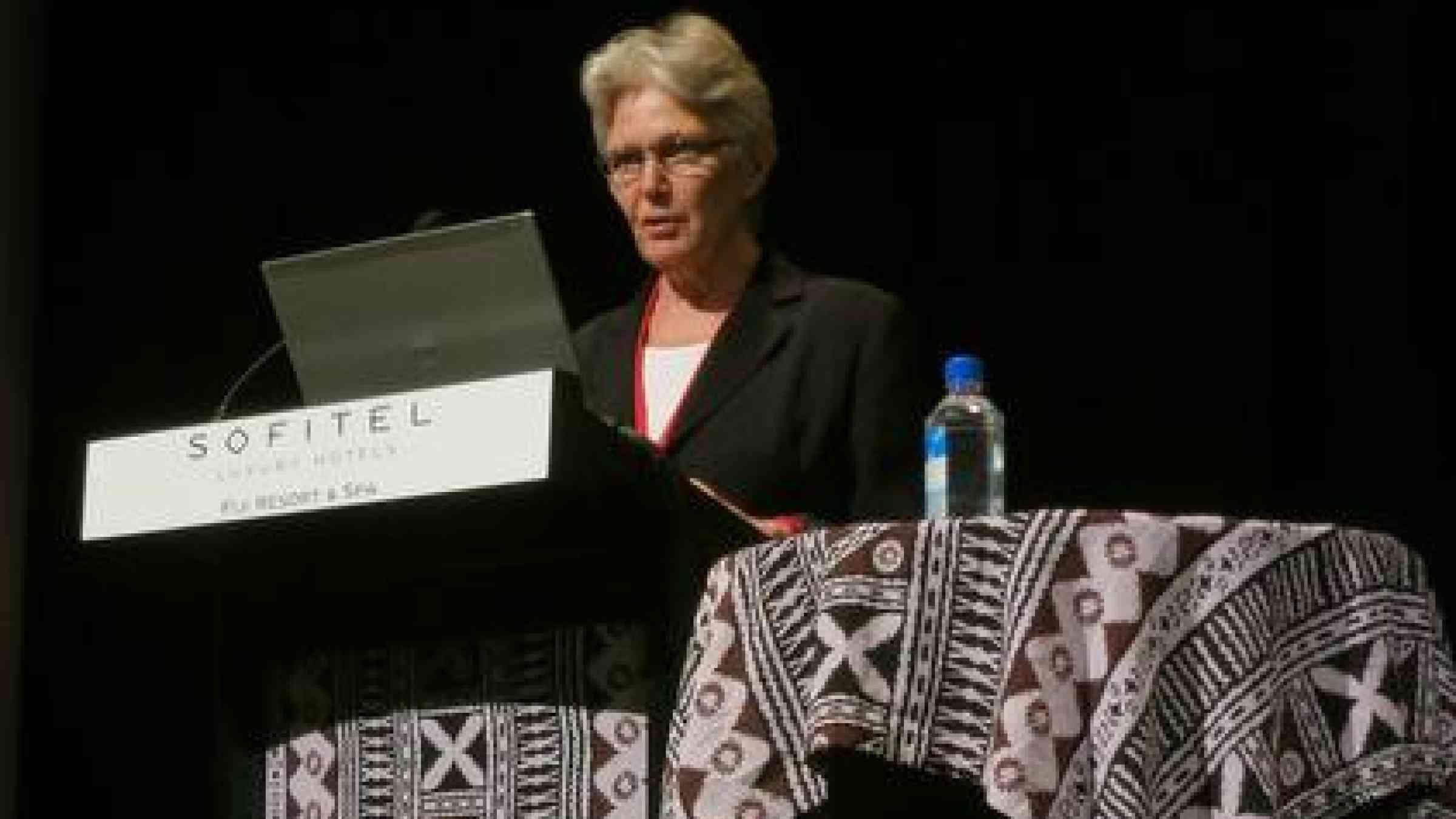 Ms Wahlström praises the 2013 Joint Meeting of the Pacific Platform for Disaster Risk Management and Pacific Climate Change Roundtable in Fiji for blazing the trail of integrated strategy and action.