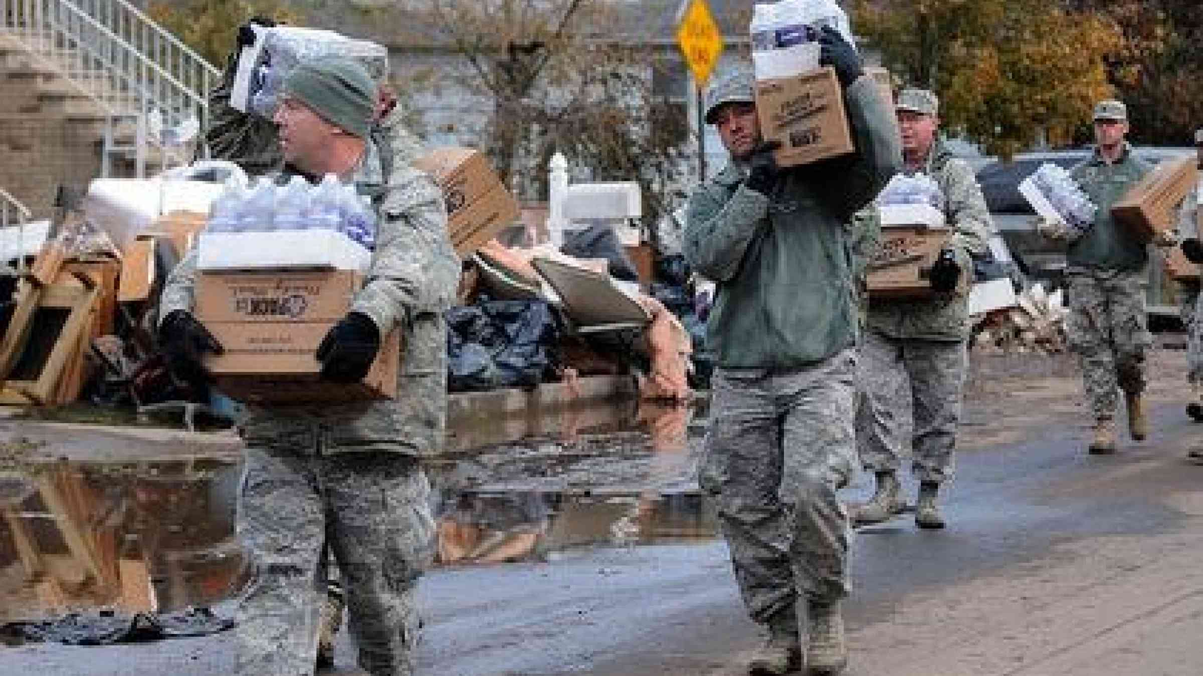 <b>A changing city: </b>New York Air National Guard respond after Sandy, which has prompted a major review of the city's disaster management.