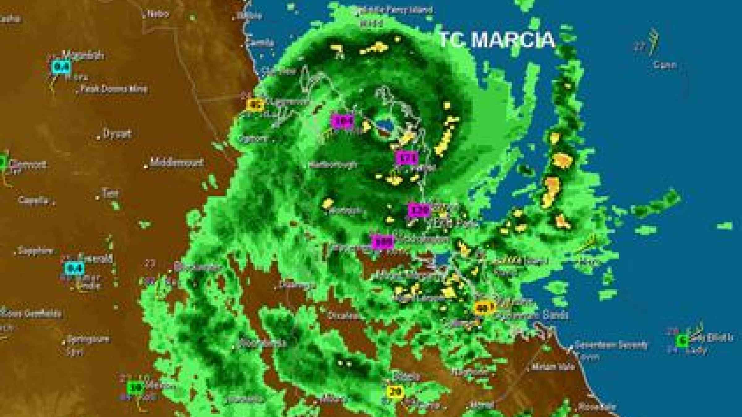 Tropical Cyclone Marcia continues to unleash heavy rains and strong winds in Australia.