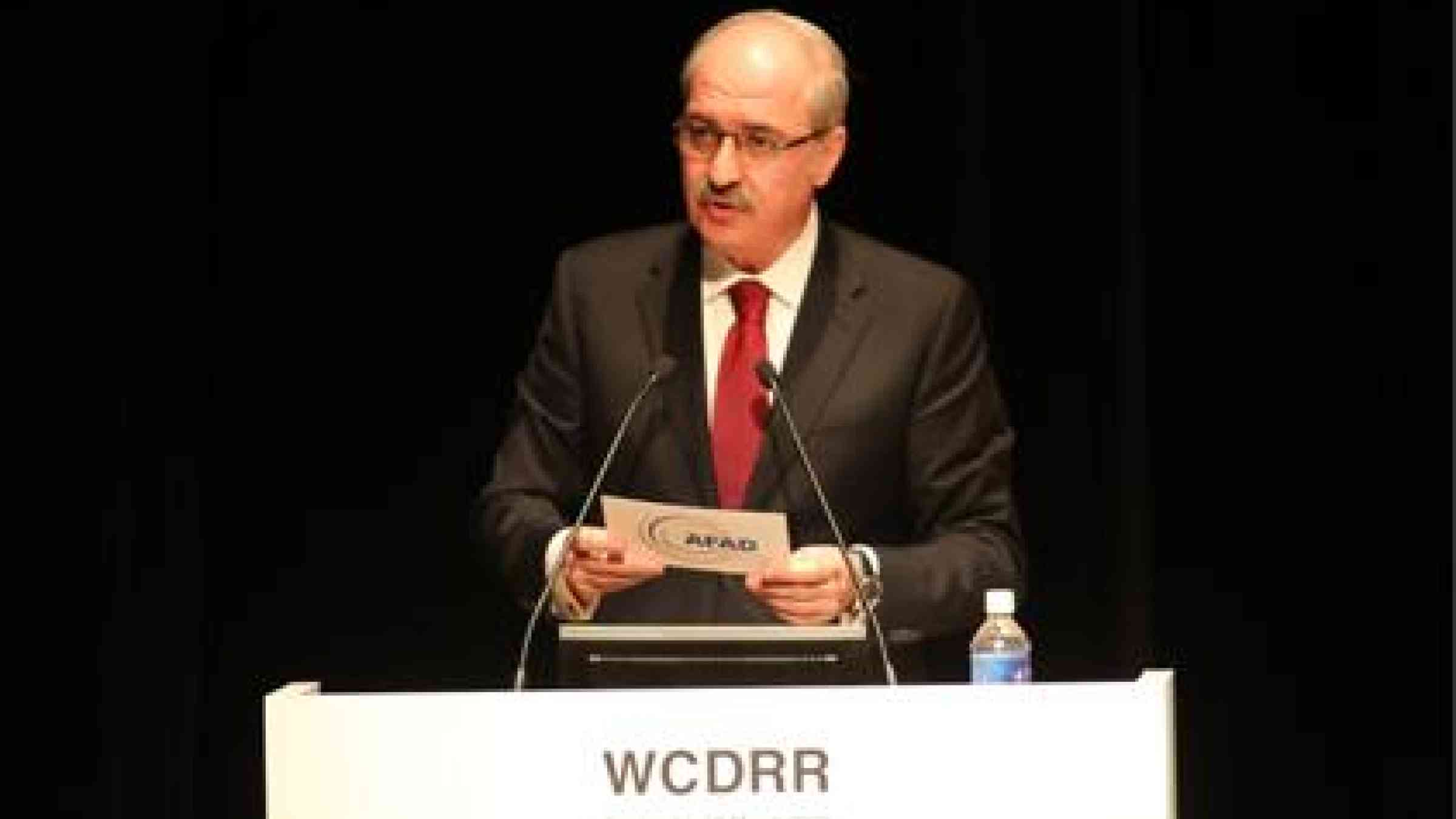 Turkey’s Deputy Prime Minister Numan Kurtulmus speaks at the launch of the Worldwide Initiative on Safe Schools, during the World Conference on Disaster Risk Reduction. (Photo: UNISDR)