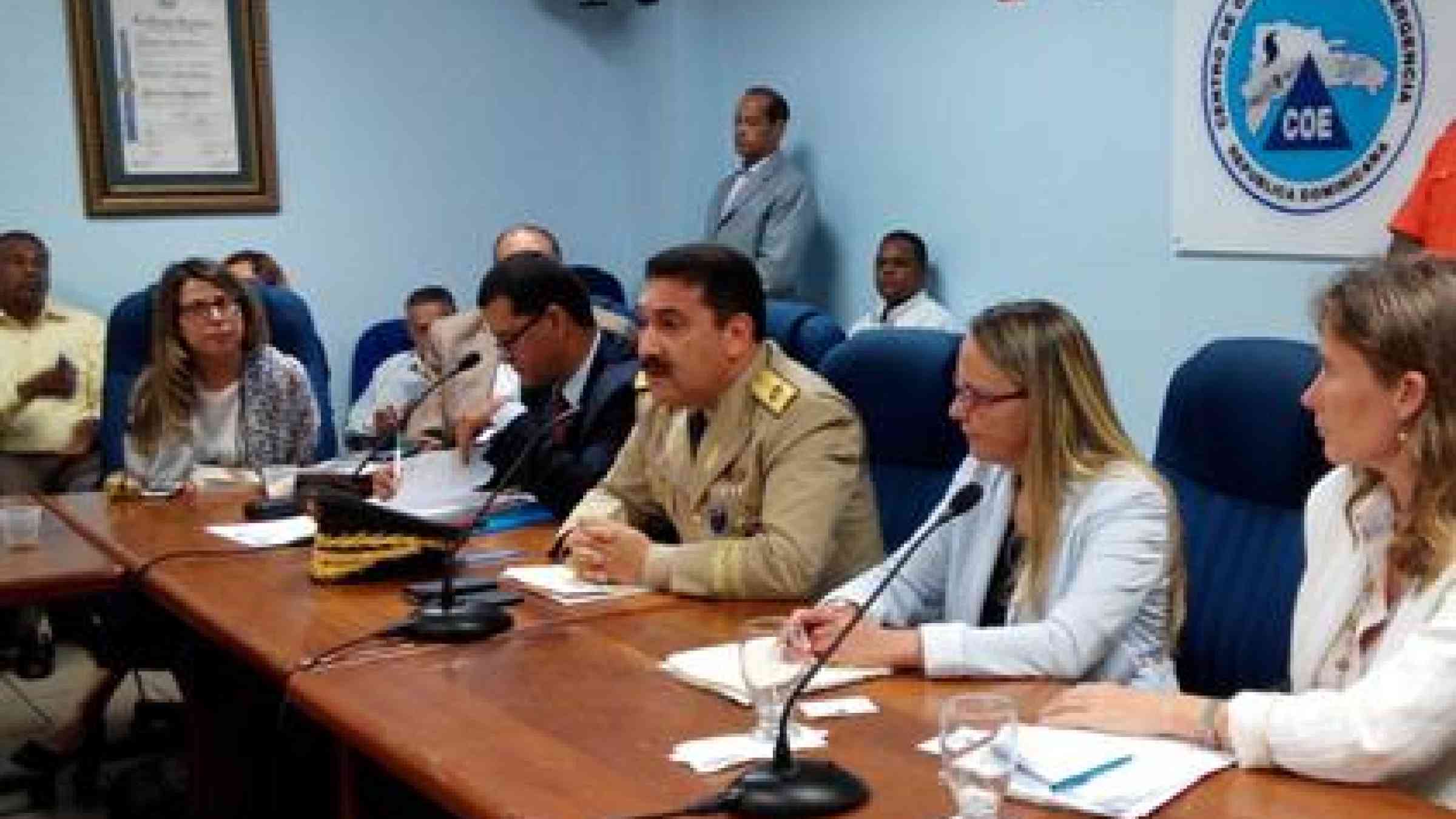 From left: Pilar Orduña, Oxfam; Raul Salazar, UNISDR; Rafael Emilio de Luna Pichirilo, National Emergency Commission of the Dominican Republic; Virginie André, ECHO; Florence Vanhoutte, European Union, during a presentation on DIPECHO 2015-2016. (Photo: EU/ECHO/J. Zulaika)
