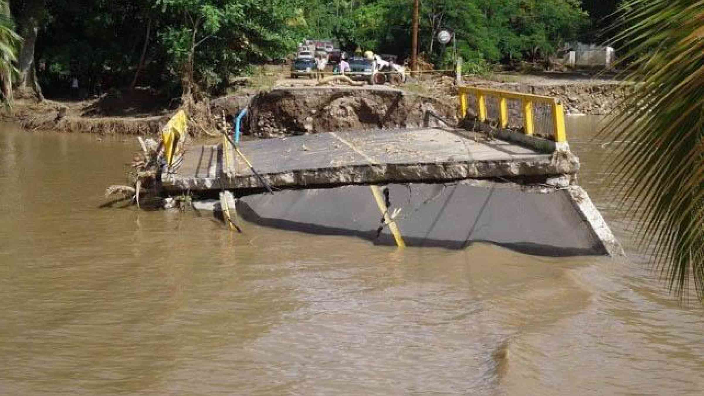 Batalie bridge – one of the several bridges damaged or destroyed by Tropical Storm Erika