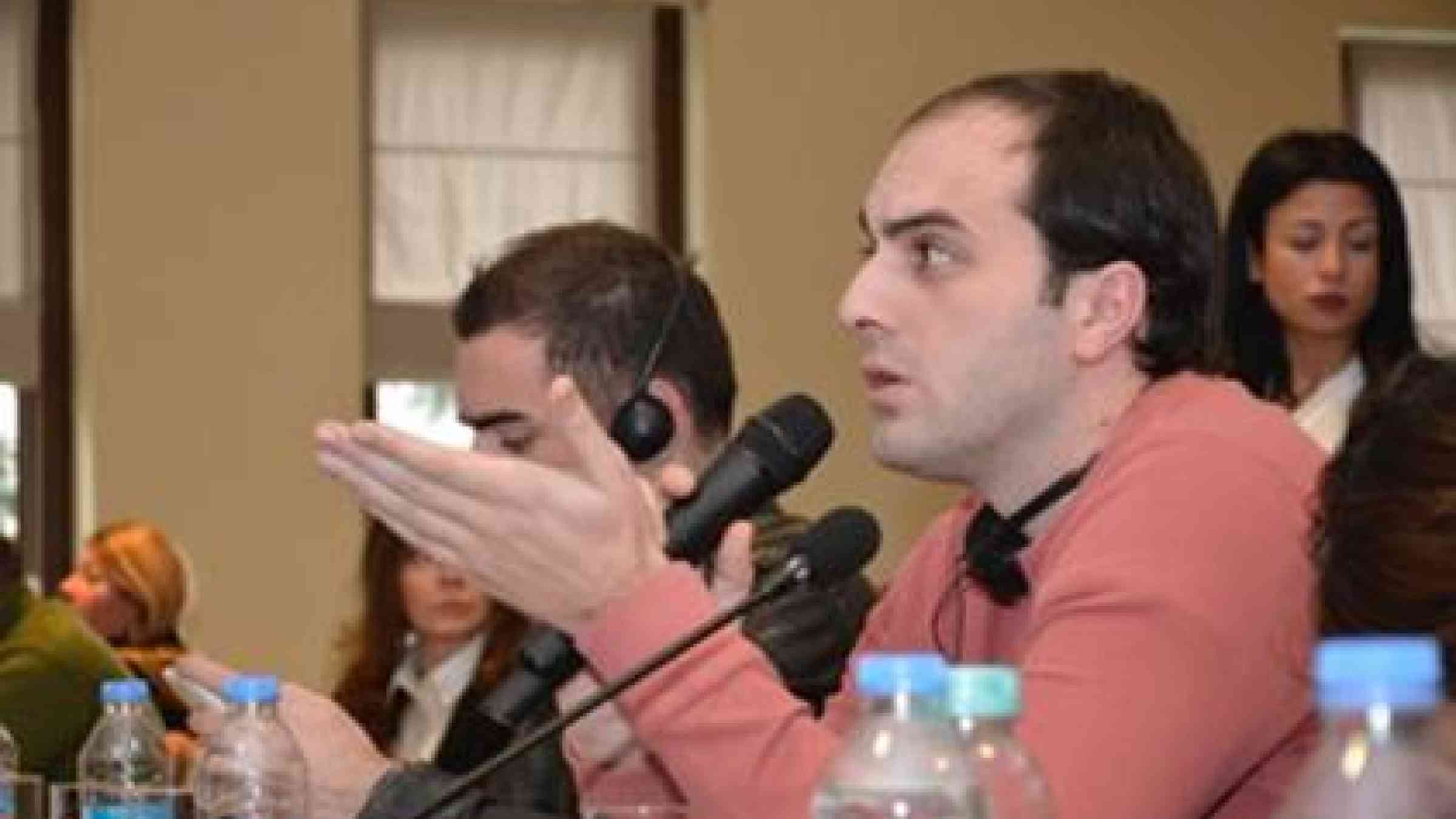 Tornike Koshkadze chief editor from the Pirweli web news agency. (Photo: UNISDR)