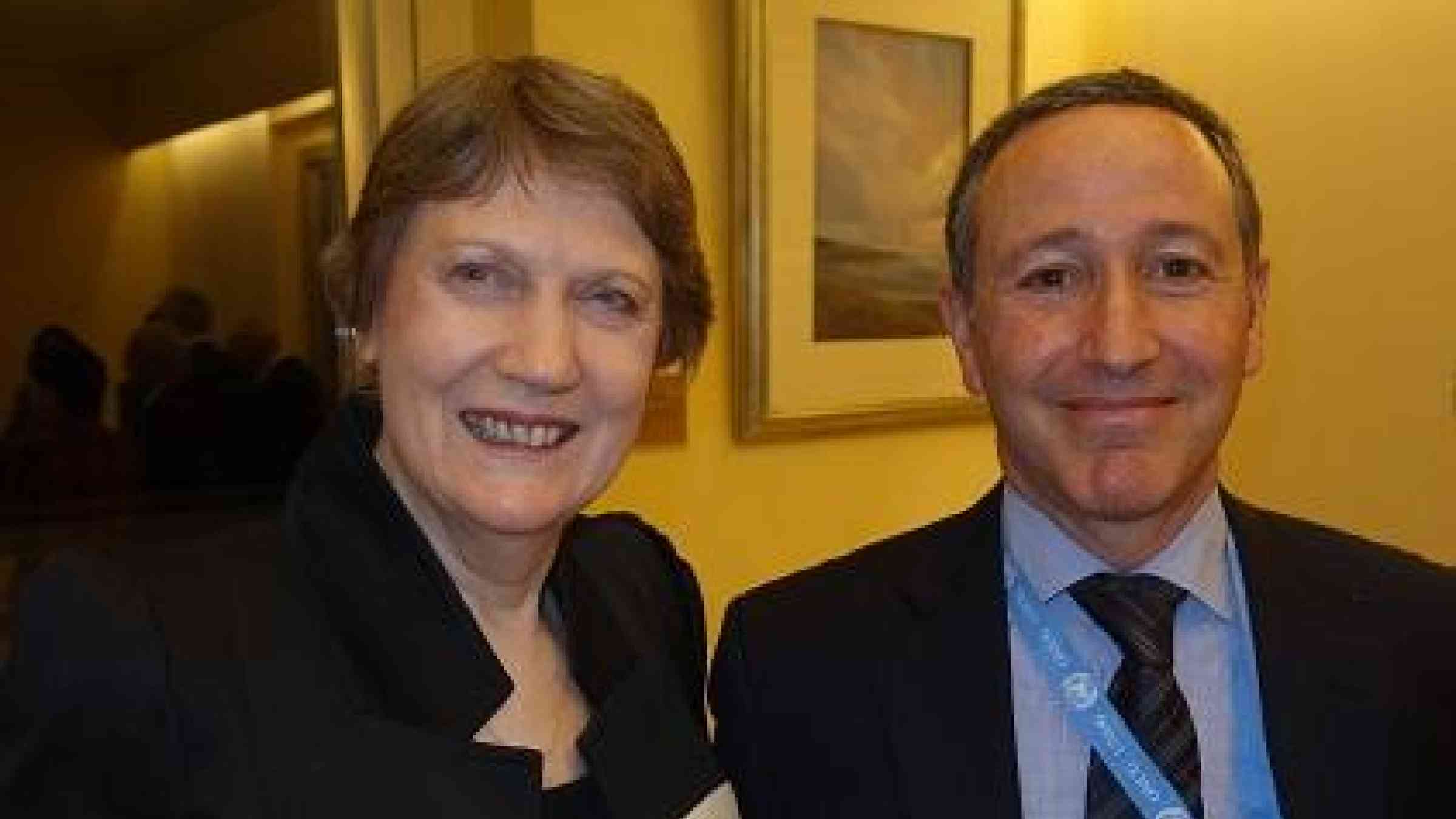 Dr. Robert Glasser, head of the UN Office for Disaster Risk Reduction, met with the leader of the UN Development Programme, Helen Clark, when he was sworn in this week (Photo: UNISDR)