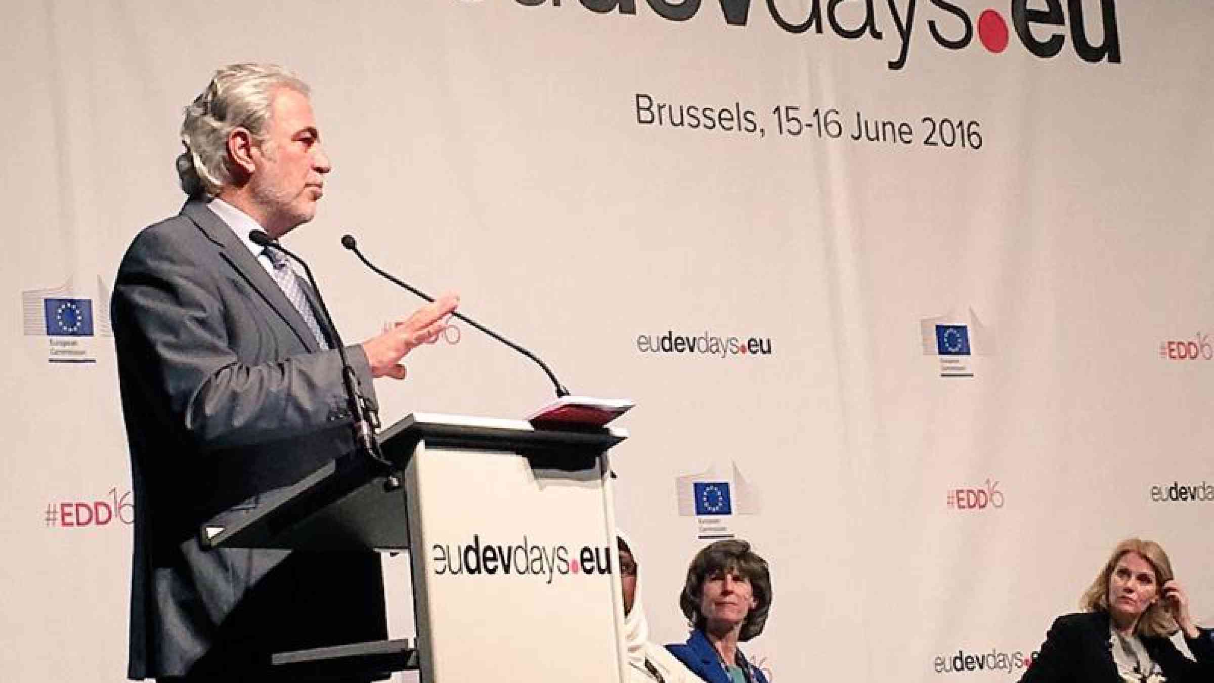 EU Commissioner for Humanitarian Aid and Crisis Management, Mr. Christos Stylianides, speaking at this week's European Development Days event