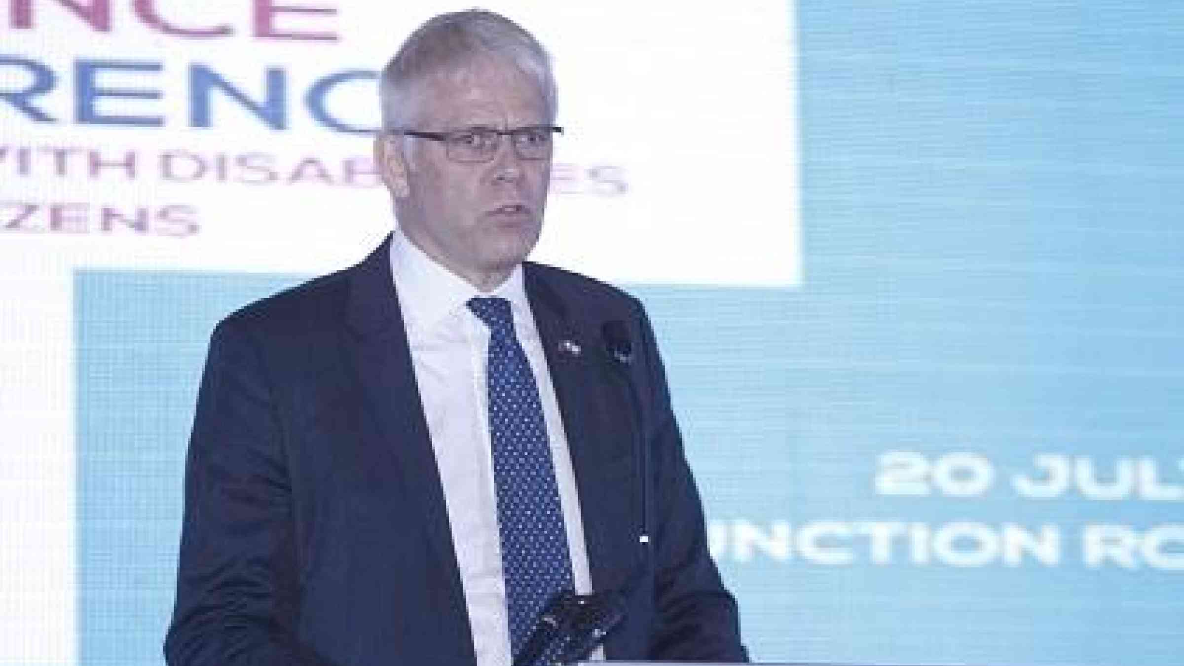 United Nations Resident Coordinator in the Philippines, Mr. Ola Almgren, addresses this week’s Disaster Resilience Conference for Persons with Disabilities and Senior Citizens, organized by SM Prime (Photo: SM Prime)