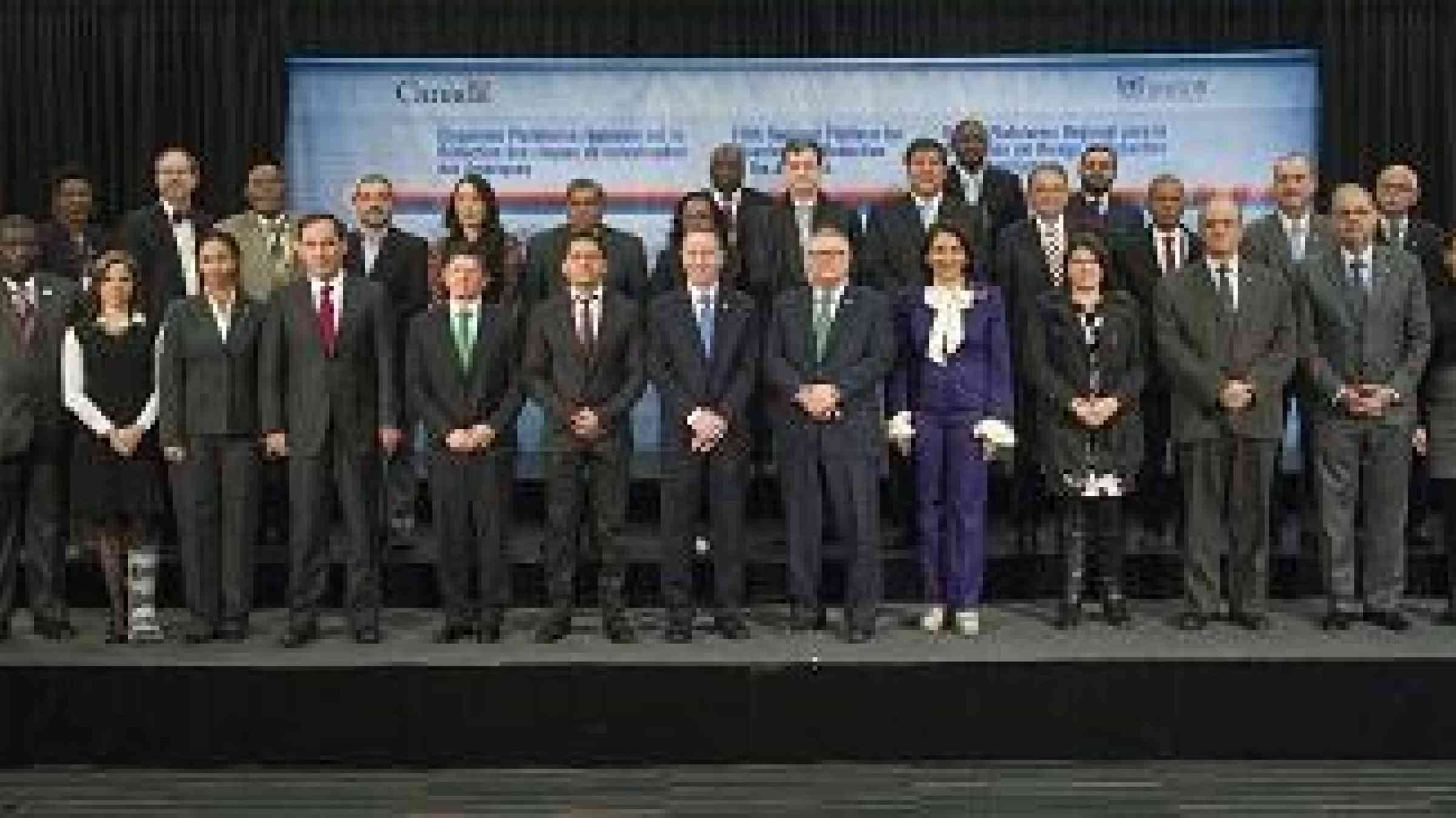 Heads of delegations gather to mark the conclusion of three days of talks that saw the endorsment of a landmark regional disaster risk reduction plan for the Americas (Photo: Public Safety Canada)