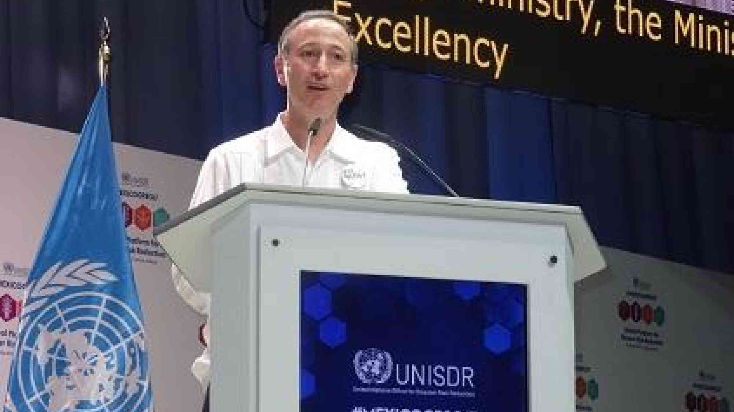 The UN Secretary-General's Special Representative for Disaster Risk Reduction, Mr. Robert Glasser, speaking at the close of the Global Platform (Photo: UNISDR)
