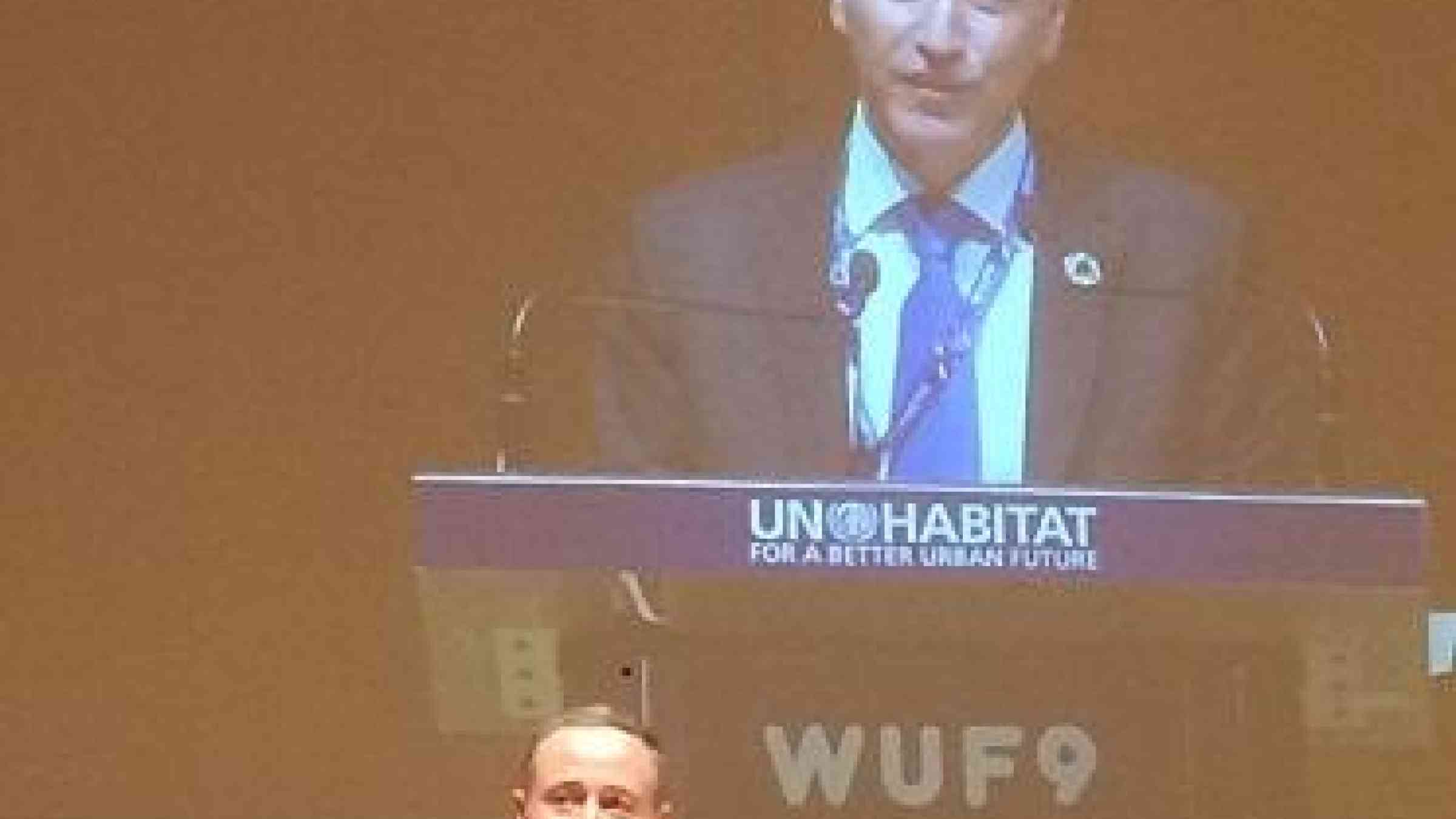 UNISDR head Robert Glasser speaking at the World Urban Forum in Kuala Lumpur, Malaysia