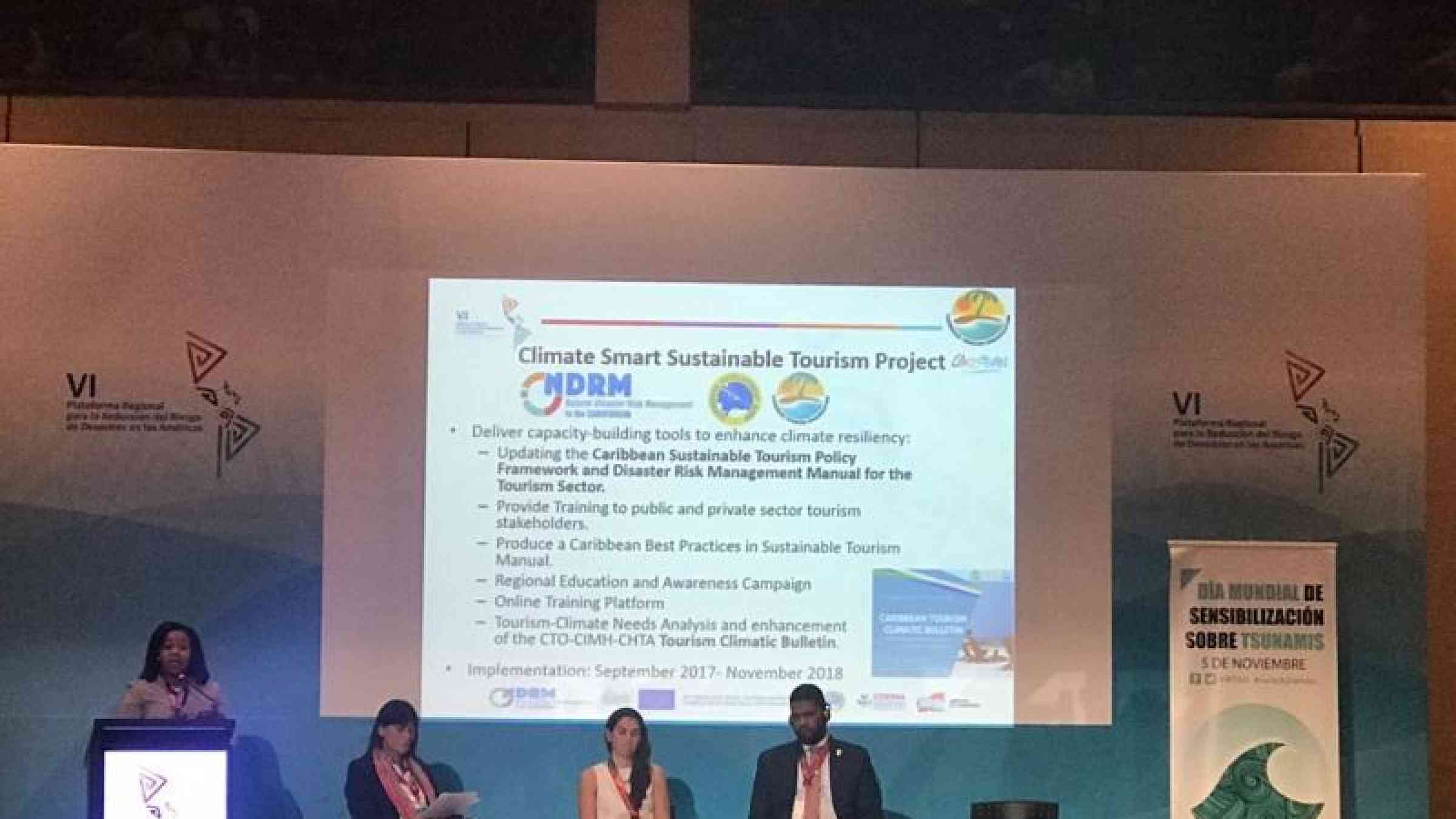 Participants at a workshop on climate smart tourism at the Regional Platform for Disaster Risk Reduction in Cartagena