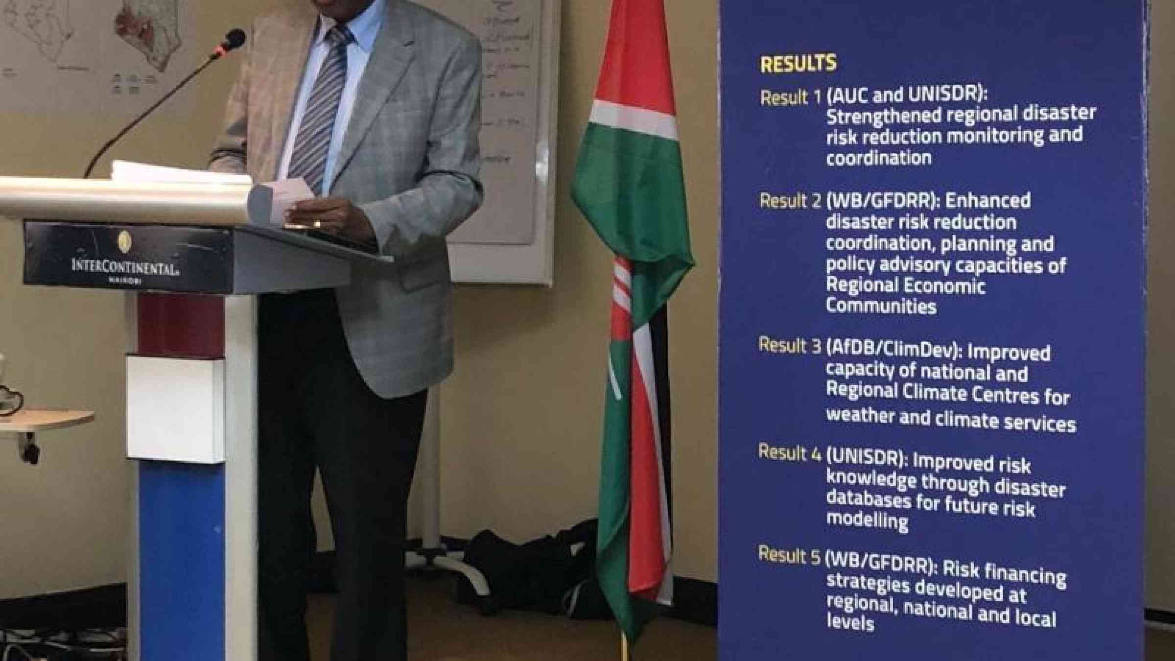 Mohamed Saleh at the closing of the risk workshop in Nairobi, Kenya