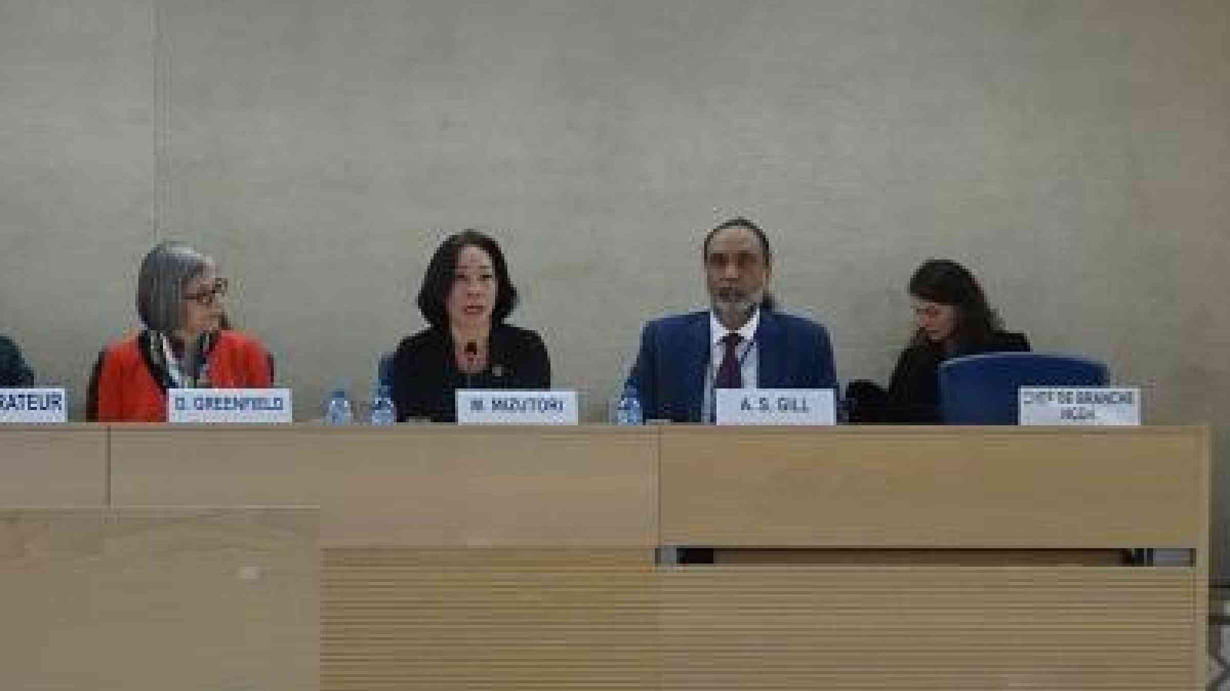 UNISDR chief, Mami Mizutori, speaking at the Human Rights Council