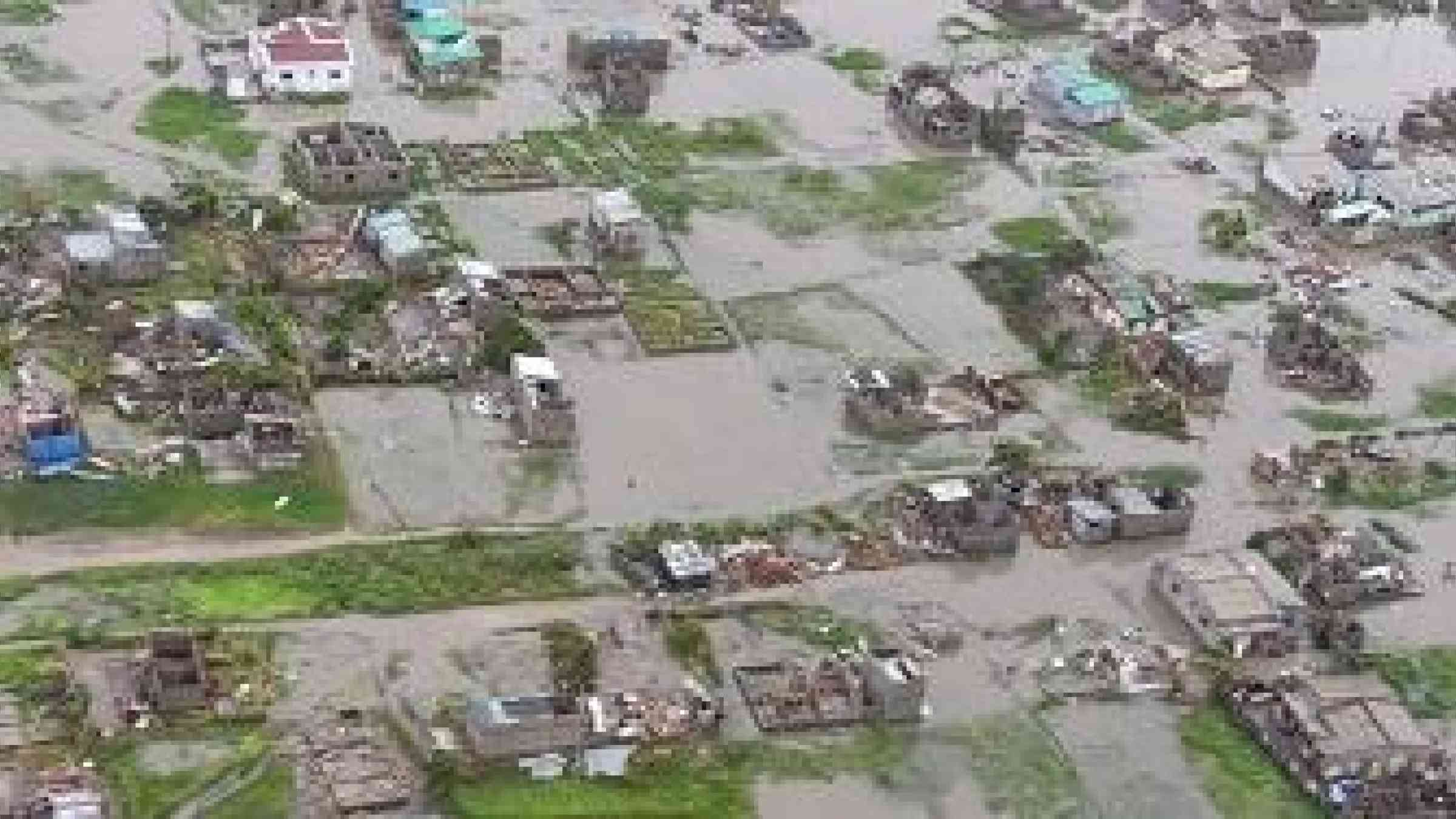 An aerial view of the devastation in Beira, taken by an IFRC emergency assessment team
