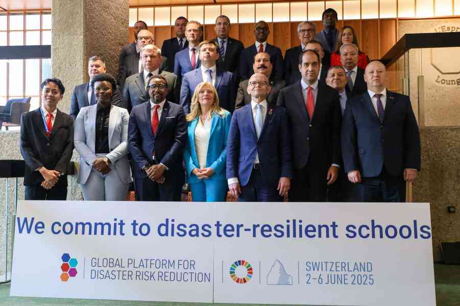 Family photo for disaster-resilient schools at GPDRR 2025