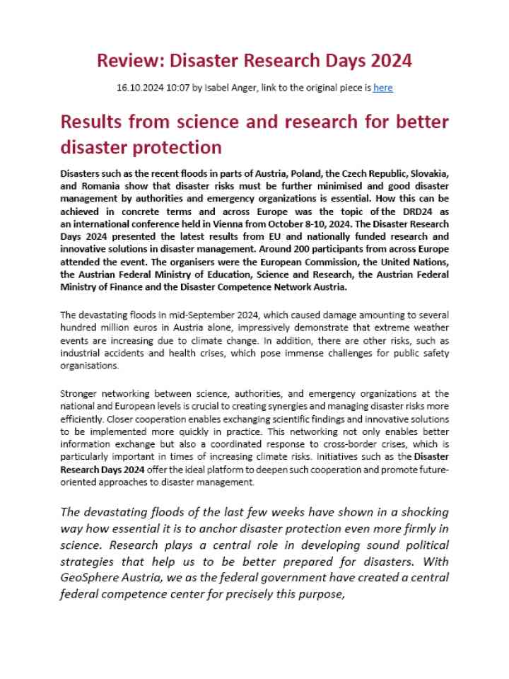Review: Disaster Research Days 2024