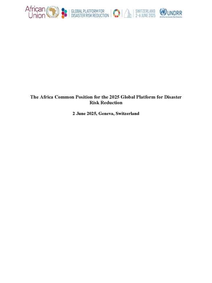 The Africa Common Position for the 2025 Global Platform for Disaster Risk Reduction thumbnail