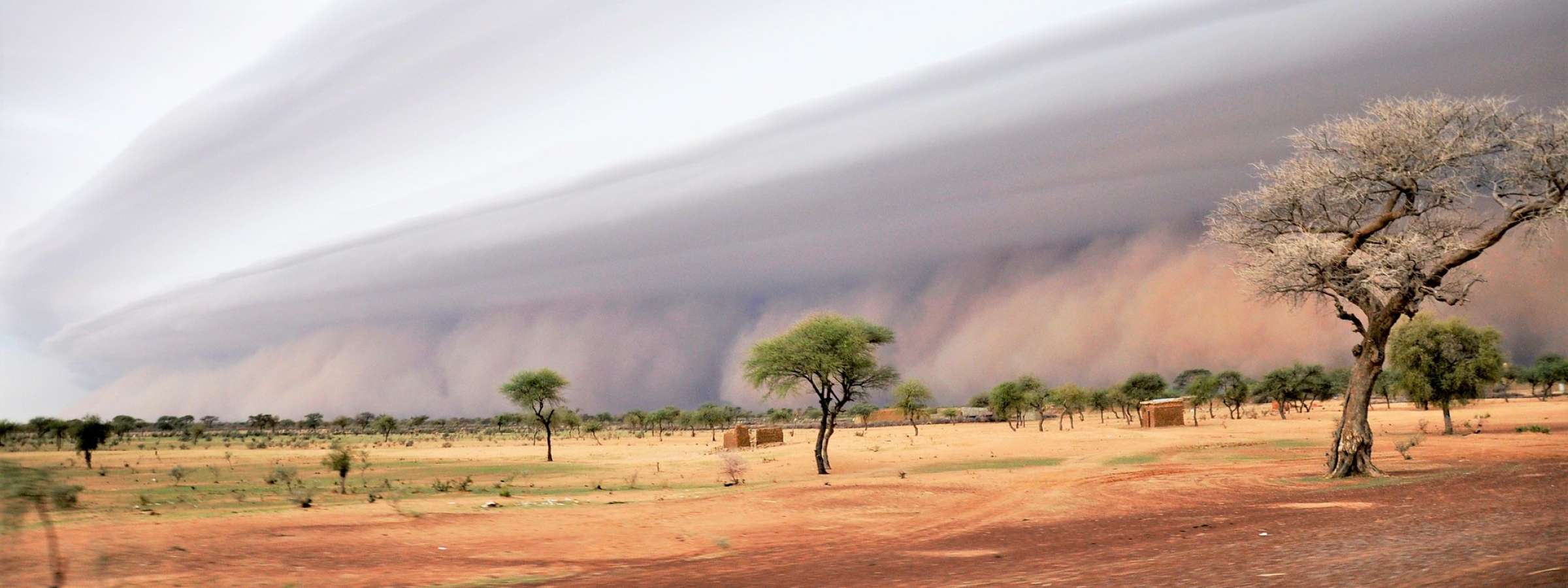 Wind and dust before drops of water