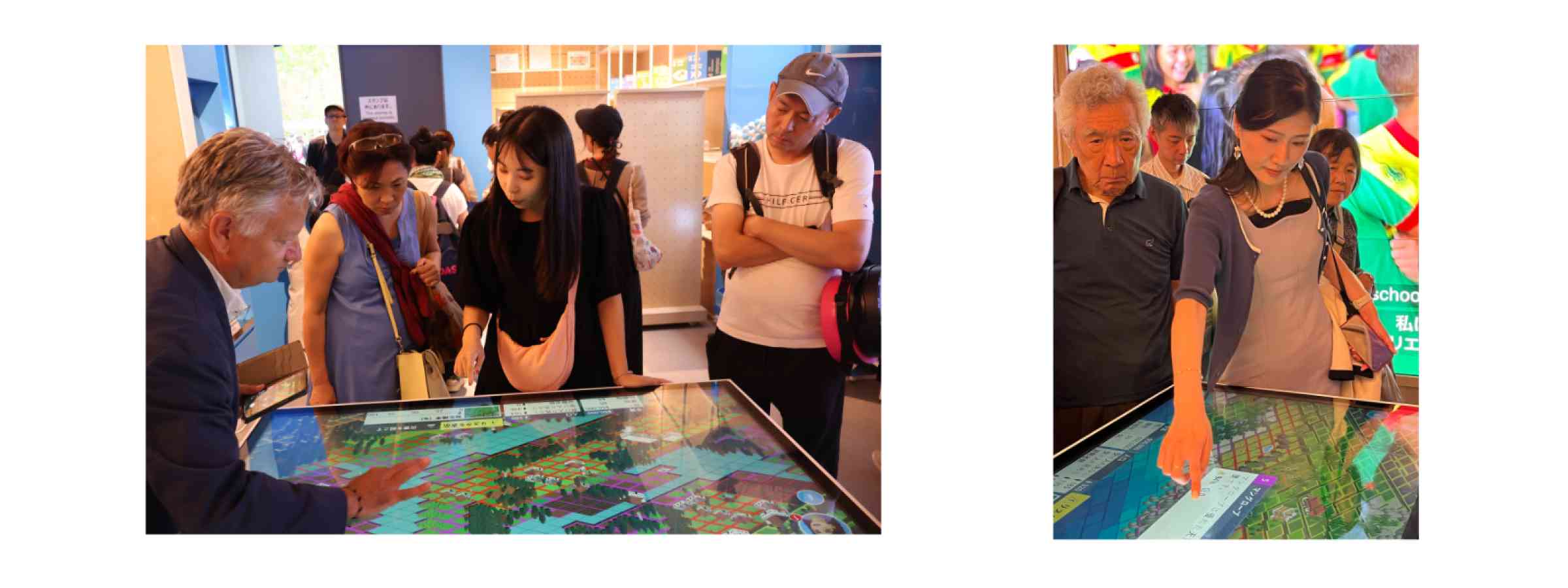 Osaka World Expo 2025 - visitors to the UNDRR exhibit stop to play the Stop Disasters game